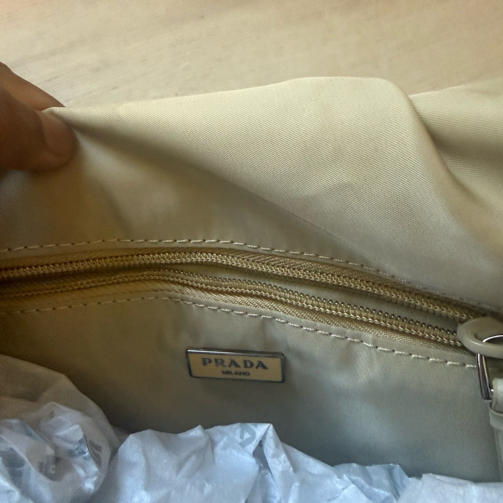 Prada Light Beige Nylon Crossbody Bag with Triangle Logo - Picture 3 of 4